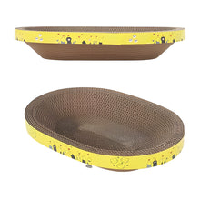 Load image into Gallery viewer, Multifunctional Oval Cat Scratching Board and Lounging Corrugated Cardboard Bed
