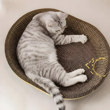 Load image into Gallery viewer, Multifunctional Oval Cat Scratching Board and Lounging Corrugated Cardboard Bed
