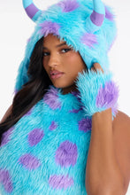 Load image into Gallery viewer, Blue Prehistoric Costume Set with Plush Leg Warmers and Fitted Top
