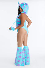 Load image into Gallery viewer, Blue Prehistoric Costume Set with Plush Leg Warmers and Fitted Top
