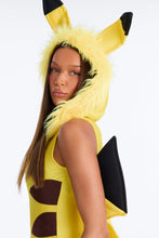 Load image into Gallery viewer, Yellow Hooded Bodysuit Costume Set with Lightning Bolt Tail and Furry Boot Covers
