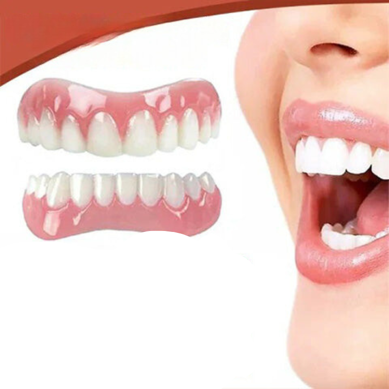 Flexible Silicone Denture Set with Separate Upper and Lower Pieces for Adults