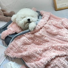Load image into Gallery viewer, Faux Rabbit Fur Pet Bed with Raised Edges and Matching Pillow, Blanket Included
