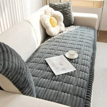 Load image into Gallery viewer, Plush Couch Cover with Pleated Edges, Thick Flannel Fabric

