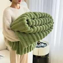 Load image into Gallery viewer, Plush Striped Throw Blanket Textured Faux Fur
