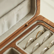 Load image into Gallery viewer, Walnut Velvet Jewelry Box Double Layer Organizer
