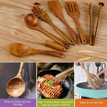 Load image into Gallery viewer, Wooden Cooking Utensils Set, Non-Stick Teak Kitchen Tools
