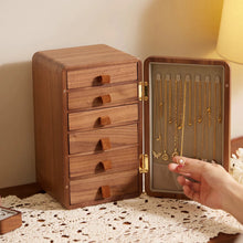 Load image into Gallery viewer, Walnut Jewelry Organizer Chest with Drawers

