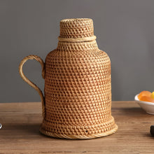 Load image into Gallery viewer, 34oz. Insulated Rattan Thermos Jug for Hot and Cold Drinks

