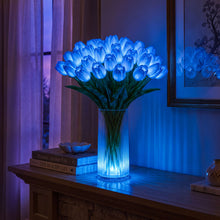 Load image into Gallery viewer, Light Up Tulip Bouquet with Ten Glowing Blooms Battery Powered in Yellow Blue Pink Or Red
