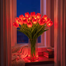 Load image into Gallery viewer, Light Up Tulip Bouquet with Ten Glowing Blooms Battery Powered in Yellow Blue Pink Or Red
