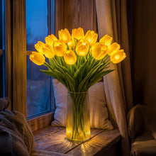 Load image into Gallery viewer, Light Up Tulip Bouquet with Ten Glowing Blooms Battery Powered in Yellow Blue Pink Or Red
