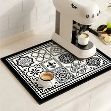Load image into Gallery viewer, Retro Tile Design Absorbent Coffee Drying Mat

