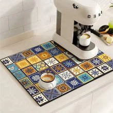Load image into Gallery viewer, Retro Tile Design Absorbent Coffee Drying Mat
