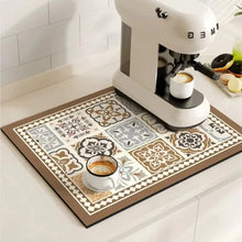 Load image into Gallery viewer, Retro Tile Design Absorbent Coffee Drying Mat
