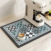 Load image into Gallery viewer, Retro Tile Design Absorbent Coffee Drying Mat
