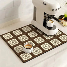 Load image into Gallery viewer, Retro Tile Design Absorbent Coffee Drying Mat
