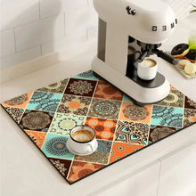 Load image into Gallery viewer, Retro Tile Design Absorbent Coffee Drying Mat
