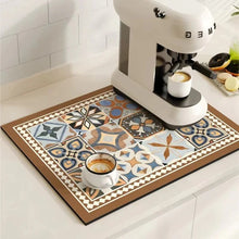 Load image into Gallery viewer, Retro Tile Design Absorbent Coffee Drying Mat
