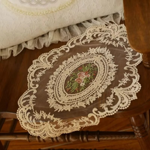 Load image into Gallery viewer, Elegant Embroidered Lace Round Tablecloth with Matching Napkins and Coasters for Dining and Events
