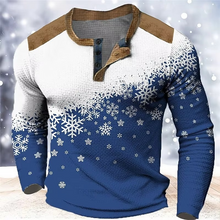 Load image into Gallery viewer, Christmas Snowflake Gradient 3D Print Henley Shirt for Men
