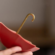 Load image into Gallery viewer, Creative Umbrella Black Porcelain Tea Infuser for Loose Leaf Tea
