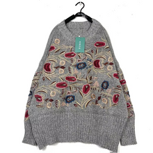 Load image into Gallery viewer, Vintage Japanese 3D Floral Embroidered Soft Knit Sweater
