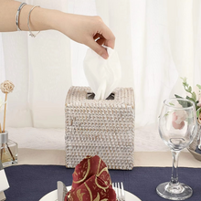 Load image into Gallery viewer, Rattan Nordic Square Tissue Box Organizer

