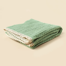 Load image into Gallery viewer, Luxurious 6-Layer Cotton Breathable Baby Swaddle Blanket with Lace Edging
