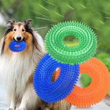 Load image into Gallery viewer, Durable Interactive Squeaky Dog Training Ring - TPR Rubber Teeth Cleaner
