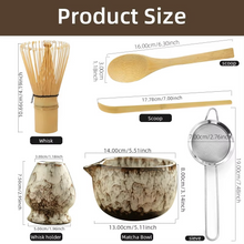 Load image into Gallery viewer, Japanese Matcha Tea Set with Bamboo Whisk, Scoop, Bowl and Holder – 6 Piece Complete Matcha Making Kit
