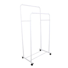 Load image into Gallery viewer, Heavy Duty Clothes Rack, Rolling Garment Rail with Double Rods and Lower Storage Shelf
