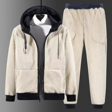 Load image into Gallery viewer, Fleece Tracksuit Set for Men with Hooded Jacket and Elastic Pants
