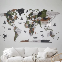 Load image into Gallery viewer, 3D Wooden World Map Wall Art for Living Room or Office
