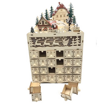 Load image into Gallery viewer, Christmas LED Advent Calendar with Light and Candy Drawers for Holiday Decoration
