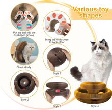 Load image into Gallery viewer, Round Corrugated Cat Scratcher with Ball Toy and Climbing Frame
