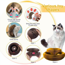 Load image into Gallery viewer, Round Corrugated Cat Scratcher with Ball Toy and Climbing Frame
