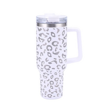 Load image into Gallery viewer, Leopard Print Insulated Tumbler with Handle and Straw 40oz Stainless Steel
