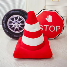 Load image into Gallery viewer, Plush Traffic Sign Cushion – Soft Decorative Road Safety Pillow

