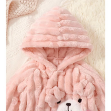 Load image into Gallery viewer, Baby Girl Bodysuit with Scarf Set, 2-Piece Long Sleeve Jumpsuit with Cute Bear Print, Cozy Winter Pajamas
