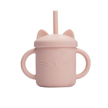 Load image into Gallery viewer, Baby Silicone Feeding Cup with Double Handles and Cat Design
