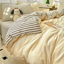 Load image into Gallery viewer, Striped Bedding Set in Korean Style Duvet and Flat Sheet Collection
