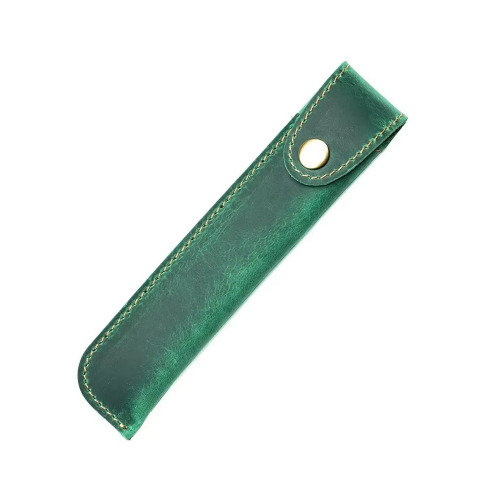 Genuine Leather Fountain Pen Case & Holder - 5 Pen/Pencil Bands, Shockproof, Vintage Design, Handmade - Gift For Man/Woman/Office (Green