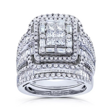 Load image into Gallery viewer, Elegant Silver-Toned White Crystal Bridal Ring Set for Women
