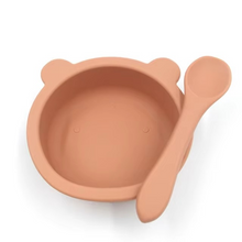 Load image into Gallery viewer, Silicone Suction Baby Feeding Bowl and Spoon Set
