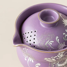 Load image into Gallery viewer, Gilded Silver Lotus Gourd Travel Tea Set
