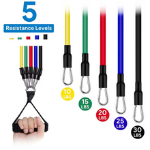 Load image into Gallery viewer, 11-Piece TPE Resistance Band Set with Handles, Door Anchor, Ankle Straps, Carry Bag
