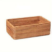 Load image into Gallery viewer, Natural Rattan Storage Basket Light Brown Home Organizer for Bathroom Kitchen and Living Room
