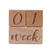 Load image into Gallery viewer, Engraved Beech Wood Baby Milestone Block Set
