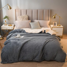 Load image into Gallery viewer, Solid Color Sherpa Blanket, Reversible Plush Duvet Cover

